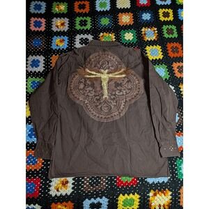 Vintage Royal Prestige XL Embroidered Brown Button Down Shirt Y2K